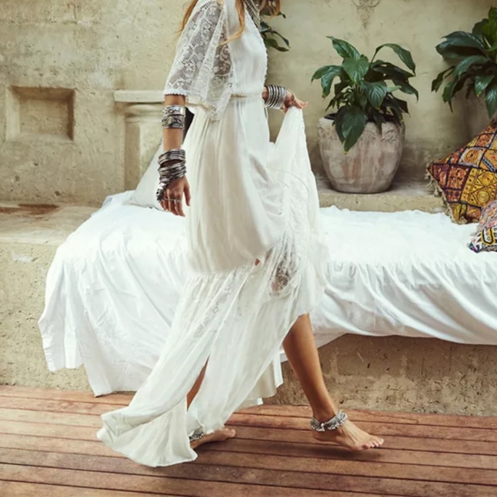 🌟Valladolid Boho Crochet Tiered Dress - Picture 2 of 7